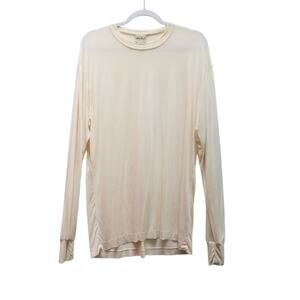 Vintage 90s Eddie Bauer 100% Silk Long Sleeve Base Layer Tee Shirt Cream Mens XL